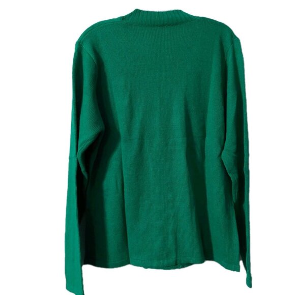 Adrian Delafield Sweater Size Large Beaded Knit Green Faux Tank Pearl Buttons - Picture 2 of 9